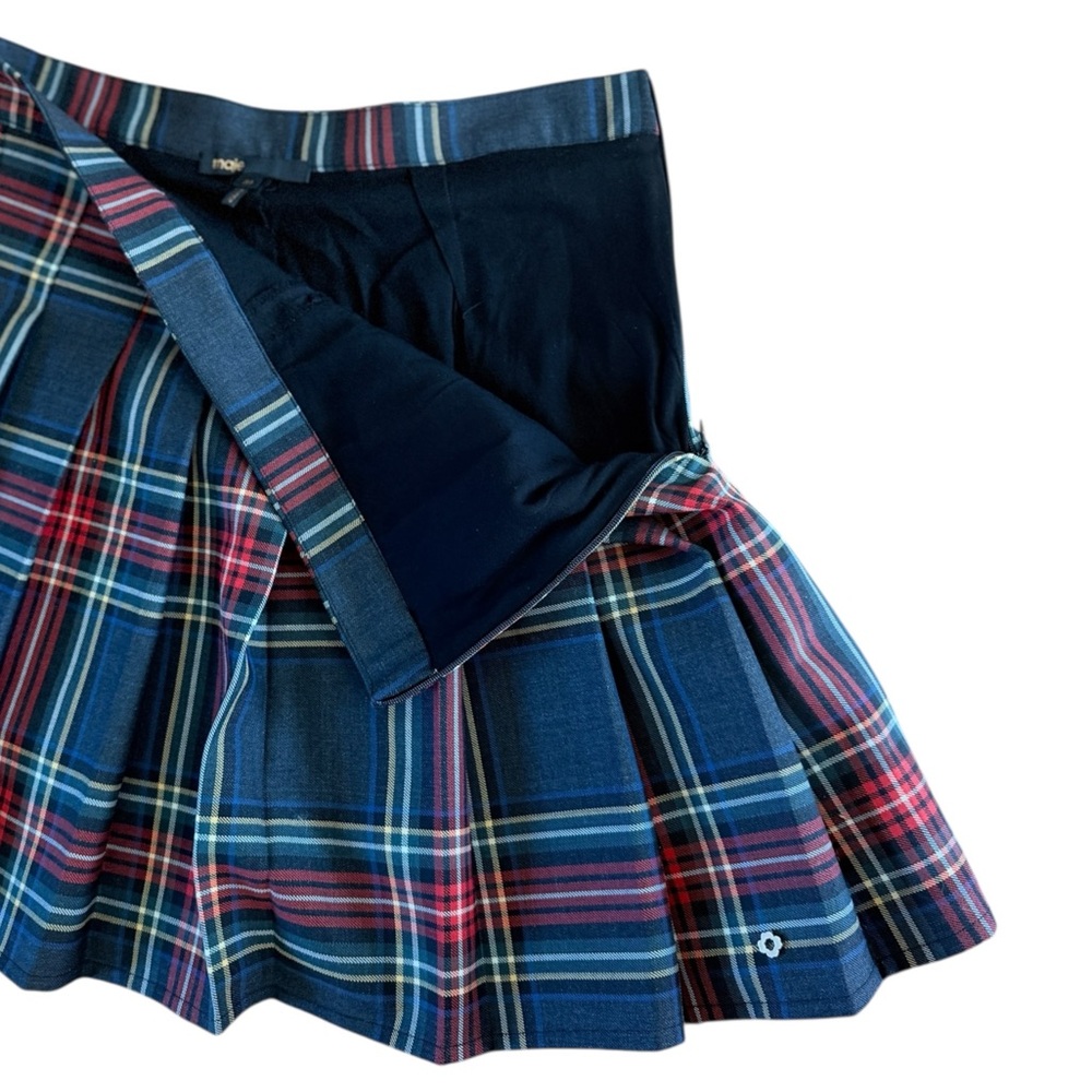 Maje Short Tartan Plaid A-Line Skirt in Red and Black - Picture 9 of 13
